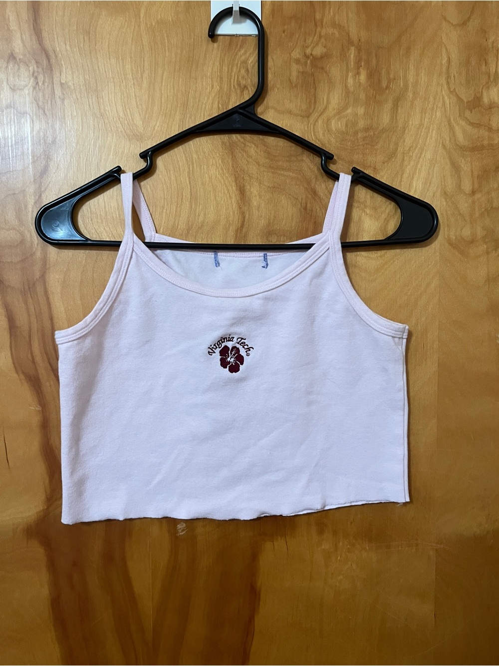 vintage va tech pink self-cropped tank